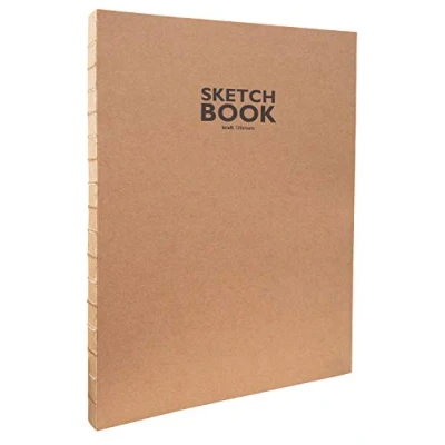 Image of Sketchbook Open Thread Binding, DIN A4, 120 Sheets, 100 g/m², Robust, Recyclable Kraft Paper Made from Unbleached Natural Fibres