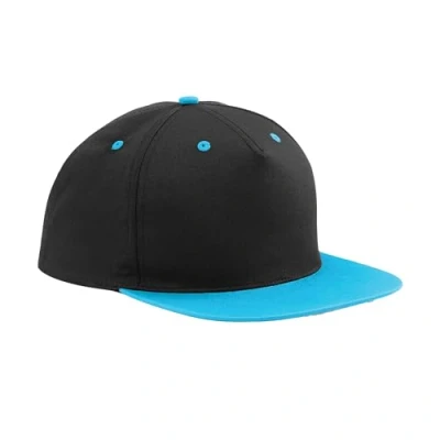 Image of Beechfield 5 Panel Contrast Snapback Black/Surf Blue