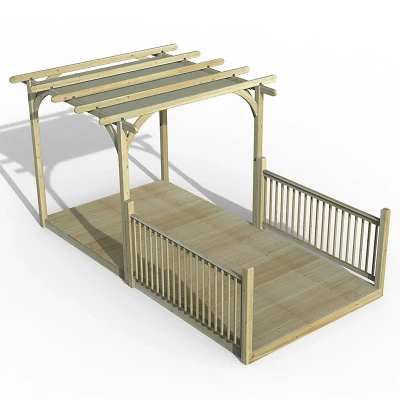Image of 8&#039; x 16&#039; Forest Pergola Deck Kit with Retractable Canopy No. 4 (2.4m 4.8m)