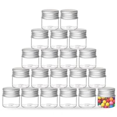 Image of Naapesi 20 Pcs 10ml Clear Glass Vials, Tiny Vials Container, Sample with Screw Cap, Liquid Sampling Bottles, Leak Proof Vial, for Candy, Liquid, Spice