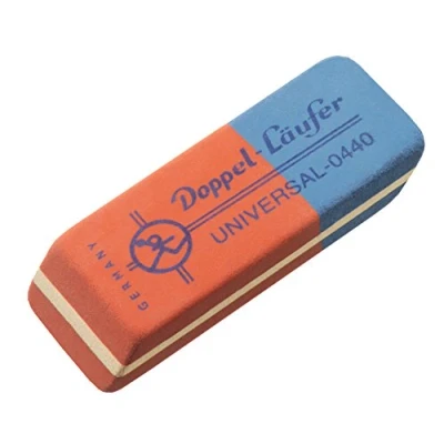 Image of Läufer 00440 Double Universal 0440 Rubber Eraser, Red/Blue Classic, Erases Pencils and Colouring