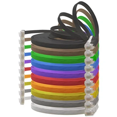 Image of 0,25m 10 colors pieces Cat6 Ethernet cable flat network lan Cat 6 very thin and slim 1000 Mbit/s