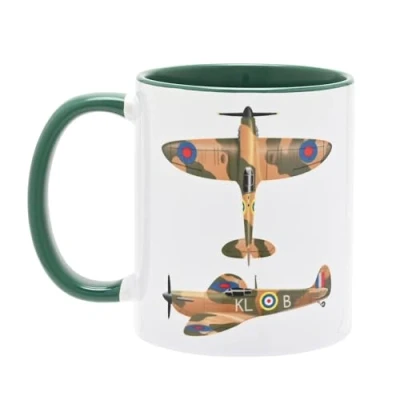 Image of Widdop and Co RAF Printed Stoneware Mug Spitfire 325ml for Hot Drinks, Coffee, Tea Gift Present Father&#039;s Day, Birthday, Him, Her Military, Air Force