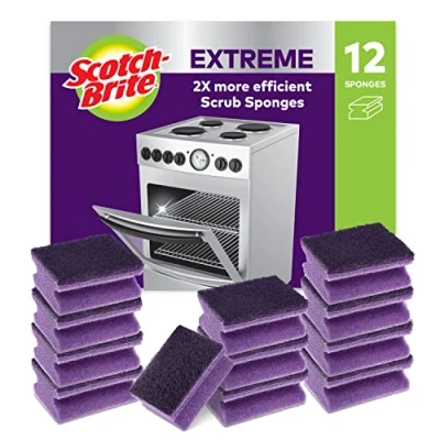 Image of Scotch Brite Extreme Scrub Sponge, 12 Pieces High Performance Scourer for Removing Tough Dirt Eg grills or Over Trays