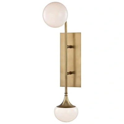 Image of Fleming 2 Light Wall Sconce Brass, Glass, 3000K