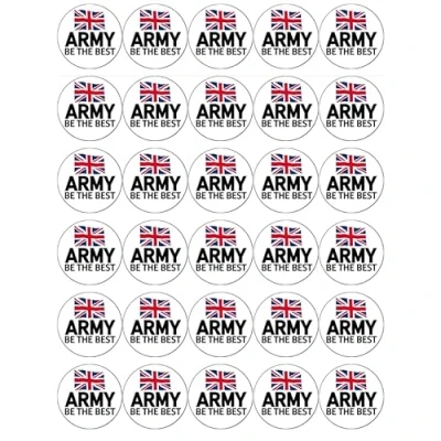 Image of 30 British Army Military Cupcake Toppers Edible Wafer Paper Fairy Cake Celebration Birthday Decorations