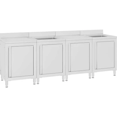 Image of vidaXL Commercial Kitchen Sink Cabinet 240x60x96 cm Stainless Steel