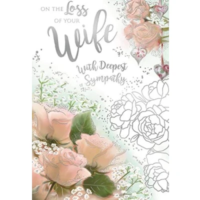 Image of On The Loss Of Your Wife Roses Design Sympathy Condolence Bereavement Card
