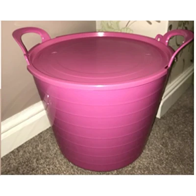 Image of pink 26 Litre flexi tub with lid. Made In U.K
