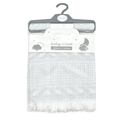 Image of Large Baby Snuggle 120x120cm Shawl Blanket Grey