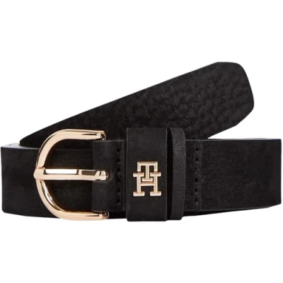 Image of Tommy Hilfiger Women’s 2.5 cm Essential Effortless Nubuck Leather Belt, Black (Black), 37.4 inches