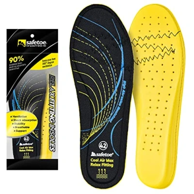 Image of SAFEYEAR Premium Comfort Memory Foam Insoles for Men and Women Arch Support, Shock Absorption, Breathable, Anti Odor Ideal Work Boots, Running, Hiking, Everyday Use,UK Size 2 to 13