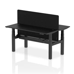 Image of Air B2B 1600x600mm Adjustable 2P Bench Desk CP Black/Black + Screen