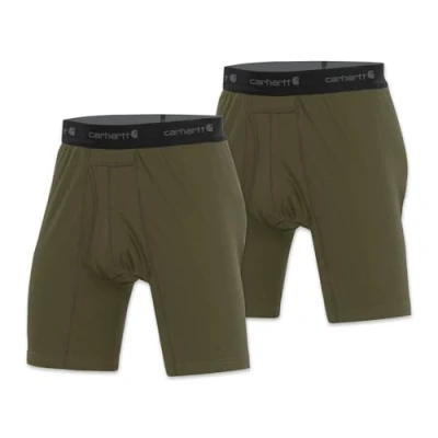 Image of Carhartt Men&#039;s 8&quot; Inseam Basic Cotton Poly Boxer Brief 2 Pack, Burnt, M