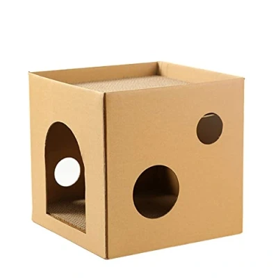 Image of Hapihom Pet House Cat Scratch Board Scratching Corrugated Paper Scratcher Toys natural color
