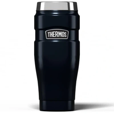 Image of Thermos Stainless King Travel Tumbler &amp; Multi Purpose Flask 470ml Insulated Hot Cold Water Bottle for Daily Commute Weekend Adventures Sleek Design in Midnight Blue, 5 Year Durability