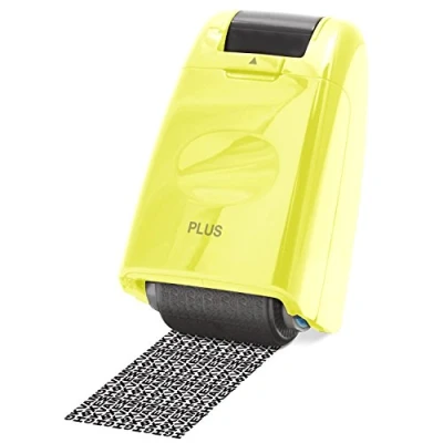 Image of PLUS Japan, Guard Your ID Camouflage Roller Stamp in Yellow, 1 Piece Pack (1x Stamp)