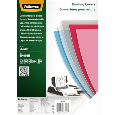 Image of Fellowes Clear PET Binding Cover 250 Micron (A4) Pack of 100