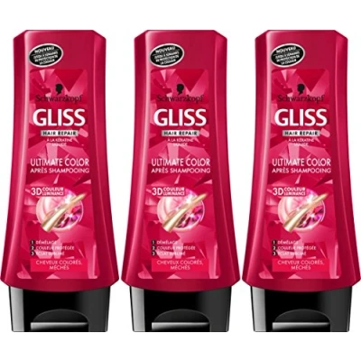 Image of Schwarzkopf Gliss Ultimate Colour Conditioner for Coloured/Highlighted Hair 200 ml Pack of 3