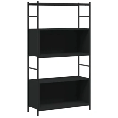 Image of vidaXL Black Industrial Style Bookshelf Engineered Wood and Iron Freestanding storage for Living Room or Office 80x30x78.5 cm