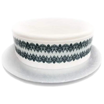 Image of Top That Edible Decor Sheet Black Lace Effect Border Ribbon Perfect for Larger cakes Easy to Use