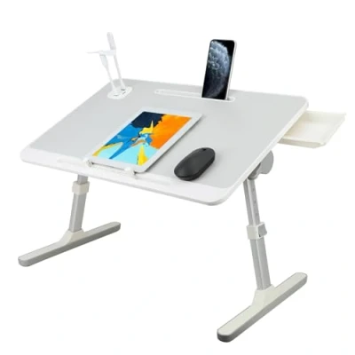 Image of Laptop Bed Tray Table, Portable Mini Lap Desk for Legs, Height Angle Adjustable Stand, with Foldable Tablet Table Sofa Couch (Grey)