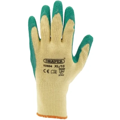 Image of Draper Heavy Duty Latex Coated Work Gloves, Extra Large, Green