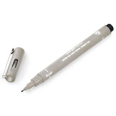Image of Uni Pin Fineliner Drawing Pen Light Grey Ink Brush Nib Single