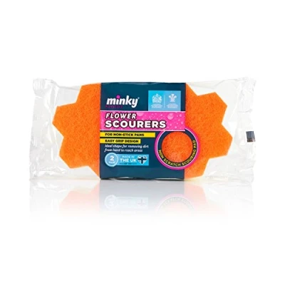 Image of Minky Flower Scourer Dish Sponge for Washing Up Non Scratch Sponges Cleaning Products Household Supplies