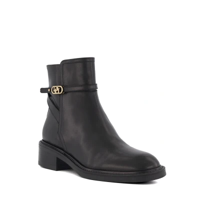 Image of Dune Ladies Praising Branded Buckle Casual Ankle Boots Size UK 4 Flat Heel Black