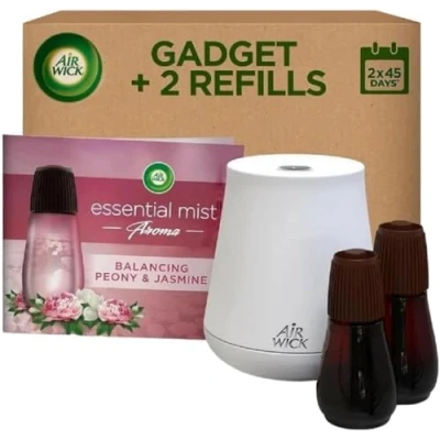 Image of Air Wick Essential Mist Bundle Kit, Peony &amp; Jasmine, 1 Device 2 refill (20ml), Natural Oils, Last up to 45 days, freshener