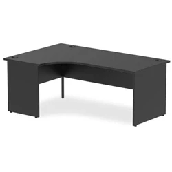 Image of Impulse 1800mm Left Crescent Office Desk Black Top Panel End Leg