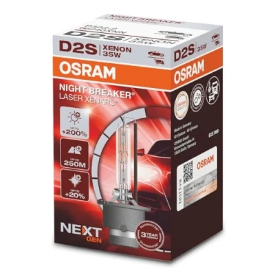 Image of OSRAM XENARC NIGHT BREAKER LASER D2S, Next Generation, 200% more brightness, HID xenon bulb, 66240XNN, folding box (1 lamp), white