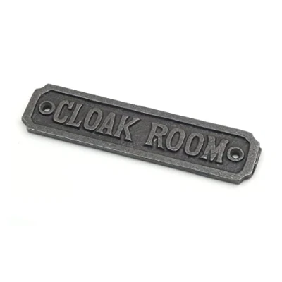 Image of Cast Iron CLOAK ROOM sign 150mm x 45mm c/w fixing screws.