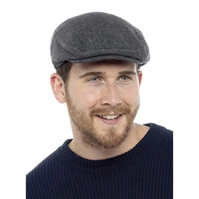 Image of Tom Franks Men’s Lined Checked Flat Cap Grey L/XL