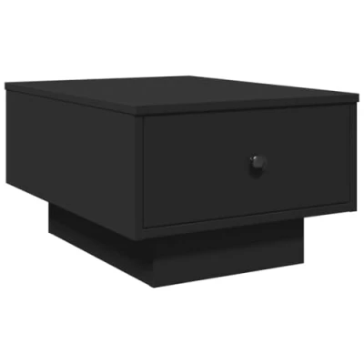 Image of vidaXL Coffee Table Hallway End Accent Side Black Engineered Wood, 60x45x31 cm, Ample Storage, Metal Knobs, Modern Decor