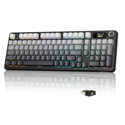 Image of MAMBASNAKE x ATTACKSHARK X98 Wireless Mechanical Keyboard,LED Screen&amp;Knob,Tri Mode BT/2.4G/USB C Gasket RGB Gaming Keyboard,Sound Dampening,Hot swappable, Pre lubed Linear Switches Gradient Black