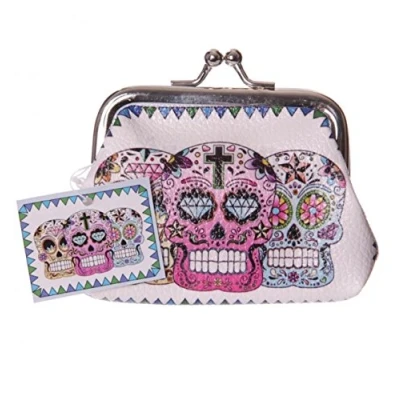 Image of Fun Mini Coin Purse Candy Skull Day of the Dead