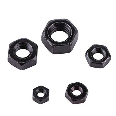 Image of Hilitand 100pcs Metric Thread Hex Hexagonal Nuts M2 M5 Zinc Plated Carbon Steel Kits for Machine Fastener,Black (M2)