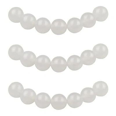 Image of MJDCB Natural Round Stone Beads 8mm White Agate Loose Gemstone for Jewelry Making Bracelet Necklace 43pcs