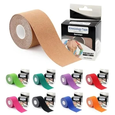 Image of Kinesiology Tape Elastic Water Resistant for Support &amp; Muscle Recovery Quality Sports 5m Roll 2.5cm or 5cm (Blue, 5 cm x m)