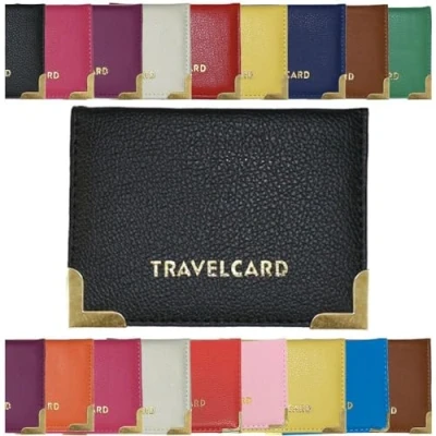 Image of AlezyB 1x Black Bus Pass Holder Travel Card, Credit Card and ID for Men Women Soft Leather, Cases &amp; Money Organisers