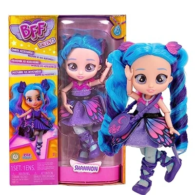 Image of BFF by Cry Babies Shannon Collectible Fashion Doll with Long Hair, Fabric Clothes and 9 Accessories Gift Toy for Girls Boys +3 Years