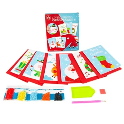 Image of abeec Diamond Art Christmas Cards Crafts for Kids Stocking Fillers Painting Gifts Pack Craft Decorations