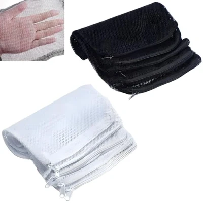 Image of CESFONJER Aquarium Filter Bags Media Mesh with Zipper for Charcoal Pelletized Remove, 10 PiecesWhite and PiecesBlack