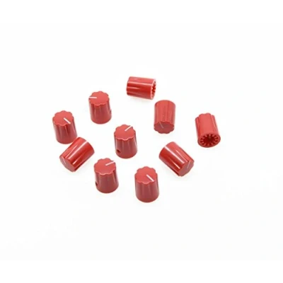 Image of KAISH 10pcs Red Guitar Scalloped Edge Amplifier Knob Cylinder Effect Pedal Knobs