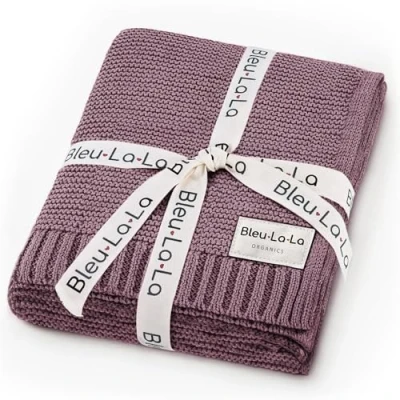 Image of Organic Cotton Receiving Swaddle Blanket for Girls 100% Luxury Soft Knit Warm Cozy Stroller Crib Quilt Newborns Infants Babies &amp; Toddlers (0 2Yrs Plum)