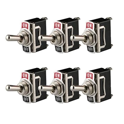 Image of Gebildet Rocker Toggle Switch 12V 24V 48V 110V/10A, 220V 230V/6A, 2 Pin SPST ON/Off Switch, Used for Car Auto Truck Boat (Pack of 6, Black)