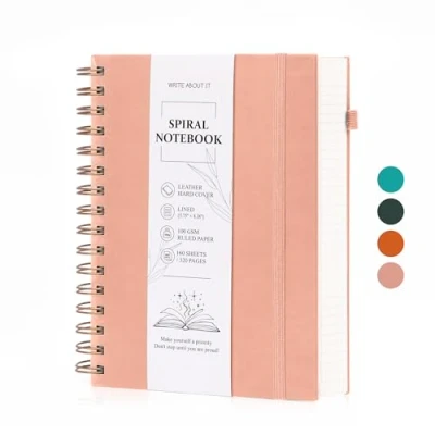 Image of A5 Lined Spiral Journal Notebook with 320 Pages,A5 Hardcover Notebooks College Ruled, Work Perforated Sheets, Journaling for Writing, School, Office, 100 GSM, Pink