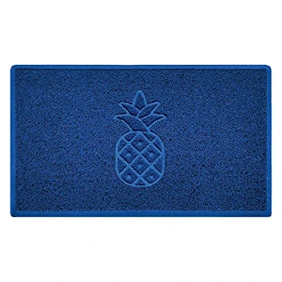 Image of Nicoman Pineapple Embossed Shape Door Mat Dirt Trapper Washable Barrier Doormat (Use Indoor or Sheltered Outdoor) (75x44cm/29.5x17.3inches,Medium) Blue